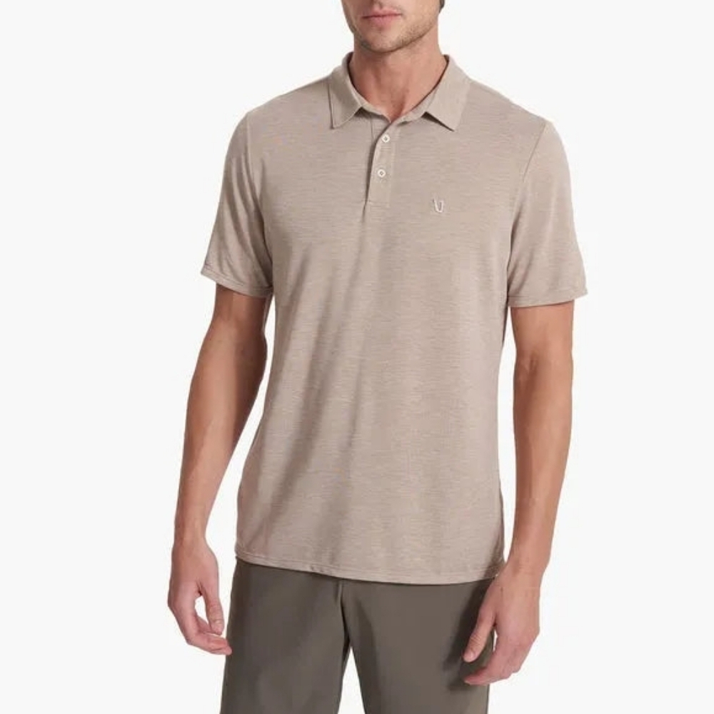Vuori Men's Tan Beige Short Sleeve Knit Twill Polo Shirt LG